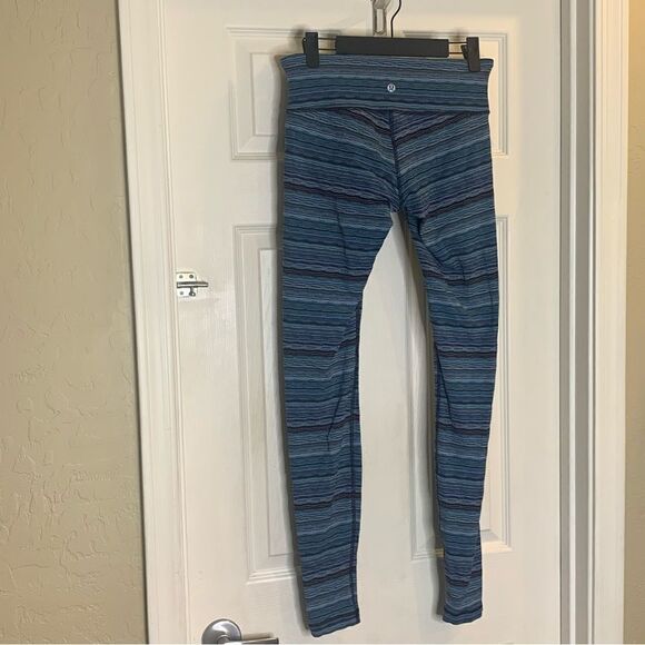 LULULEMON ATHLETICA Wunder Under Tight Space Dye Twist Naval Blue Peacock Size 6 - Picture 7 of 10